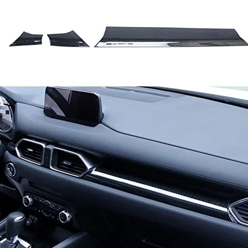 BOYOUS 3PCS ABS Carbon Fiber Center Console Dash Board Panel Trim Interior Decoration Frame Instrument Cover Accessories for Mazda CX